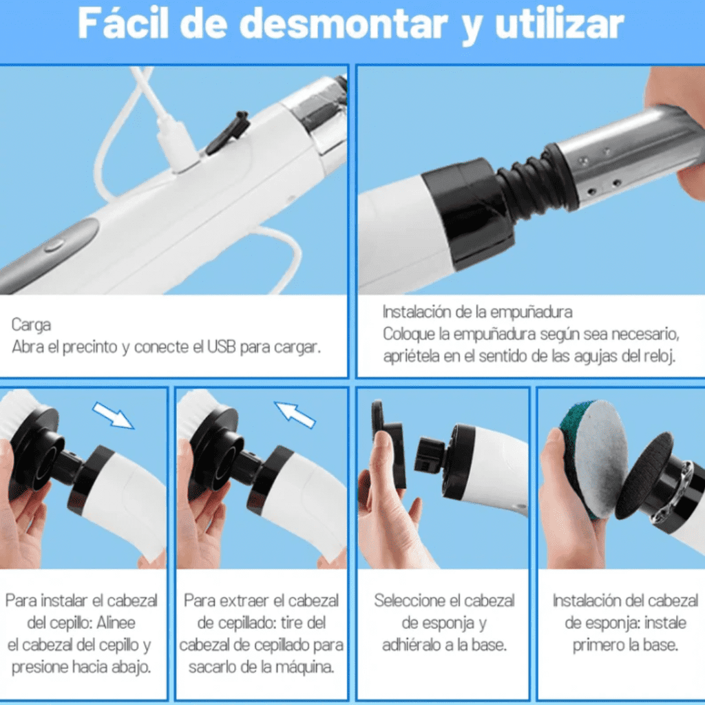 ✨ ¡Limpia sin esfuerzo con el Cepillo Eléctrico 9 en 1! ✨
